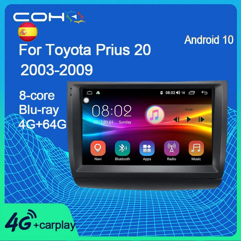 COHO для Toyota Prius 20 2003-2009 Android 10 0 Восьмиядерный 6 + 128G Gps навигатор мультимедийный плеер