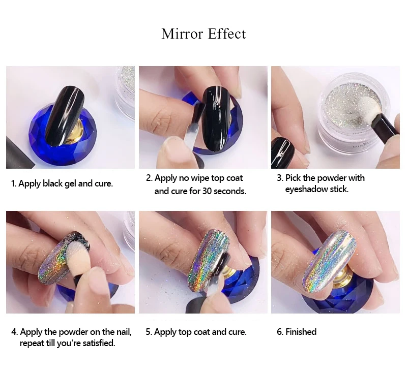 10 мл голографическое зеркало погружающийся порошок 4 в 1 порошок для ногтей акриловая резьба расширение полимер лак для ногтей порошок украшения