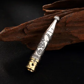 

Sterling Silver Cigarette Filter Pendant S925 Silver Smoke Filter Pendant Cloud Grain Words Filter Pendat Jewelry