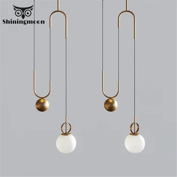 

Minimalism Metal Glass Ball Led Pendant Lights Modern Decor Creative Living Room Restaurant Bar Pendant Lamp Hotel Room Hanglamp