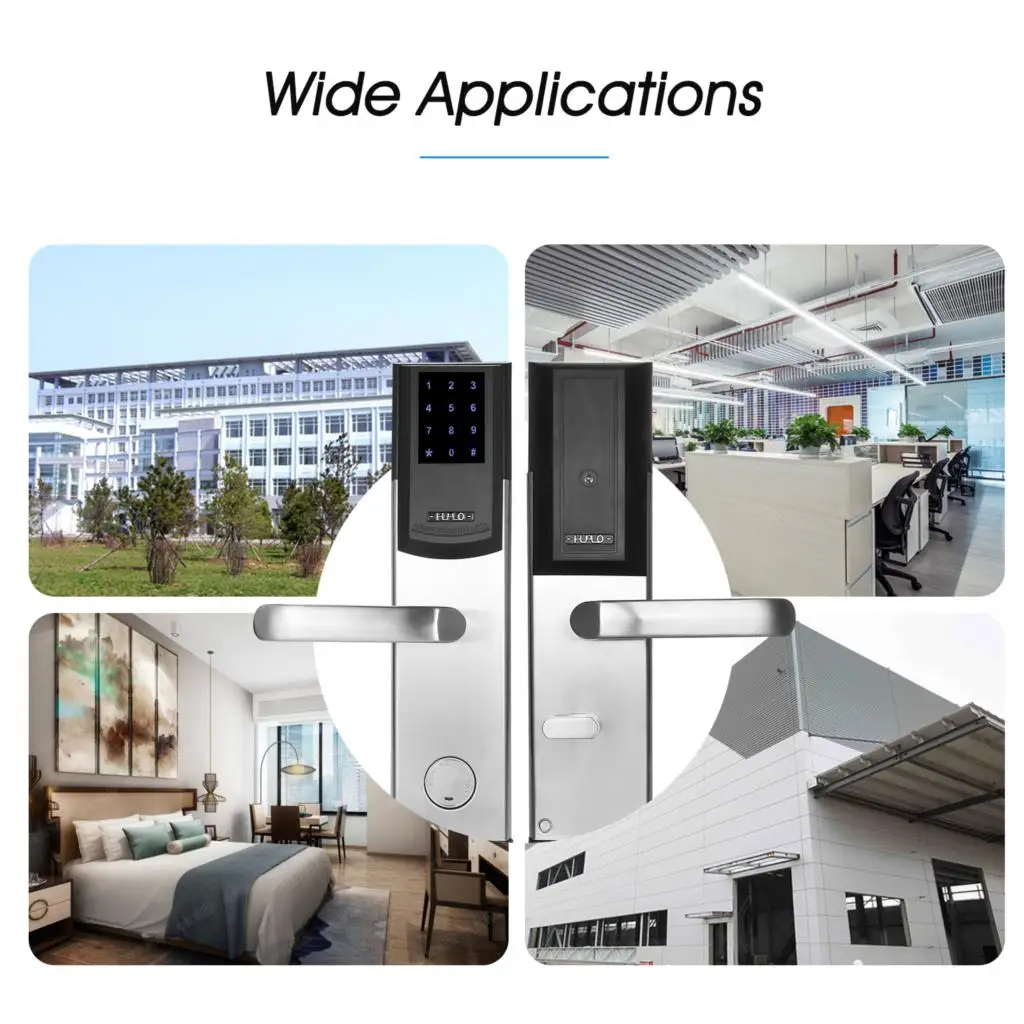 

Hot Smart Security Door Lock Three Unlocking Ways 384 M1 RF Cards 10 Groups Passwords Emergency Mechanical Keys Combination Lock