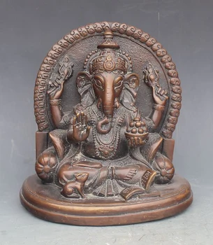 

Elaborate Sacred Tibetan Buddhism India Vinayaka Ganesha Copper Statue