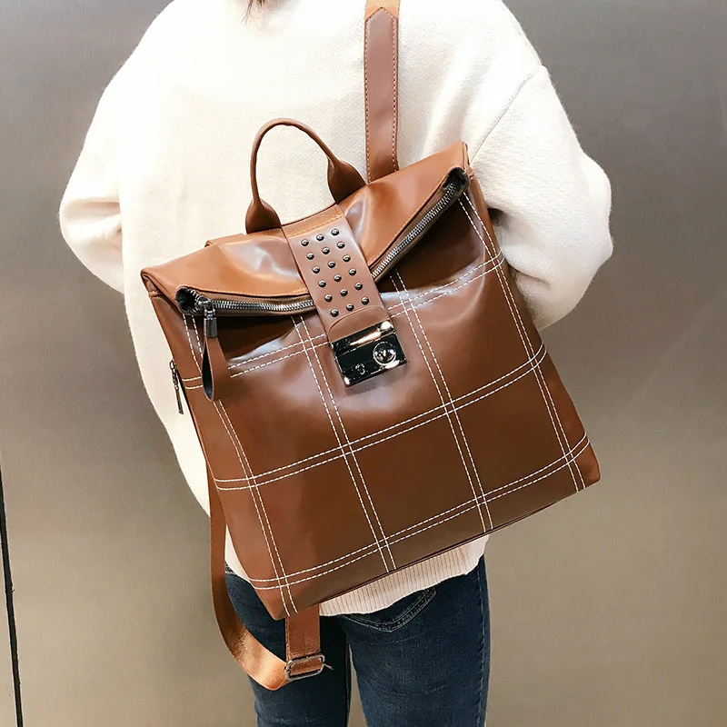 

WOMEN'S Backpack Women's 2019 New Style Korean-style Versitile Fashion Hide Substance Backpack Casual School Bag Girl'S Pu ruan