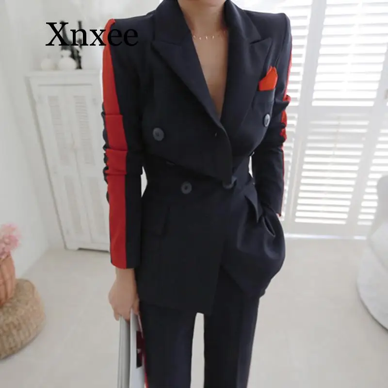 Black Women High Quality Temperament Wild Suit Slim Pant Comfortable Thick Warm Trend Outdoor Office Pant Suits Office Formal