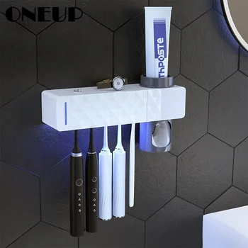

ONEUP Antibacteria UV Light Toothbrush Sterilizer Holder Automatic Toothpaste Squeezers Dispenser Home Bathroom Accessories Sets