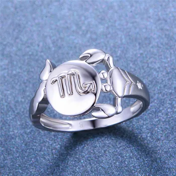 

Fashion Ladies Scorp Constellation Ring With Zircon Simple Party Wedding Rings For Women Vintage 925 Sterling Silver Finger Ring