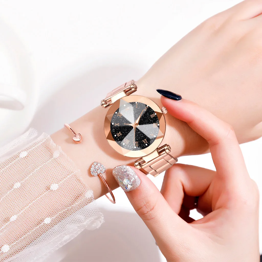 Luxury Ladies Watch Starry Sky Stainless Steel Bracelet Watches For Women Crystal Analog Quartz Wristwatches Sports Dress Clock