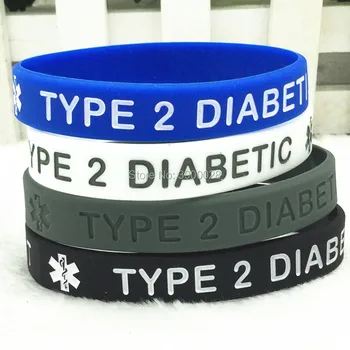 

100pcs Type 2 diabetic insulin dependent wristbands silicone bracelets