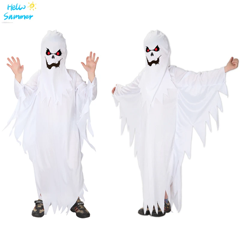Halloween Kid white ghost Trooper Costume Boys Girl Ghost Catsuit Mask Battle Royale Game Cosplay Jumpsuit Teens Clothes |