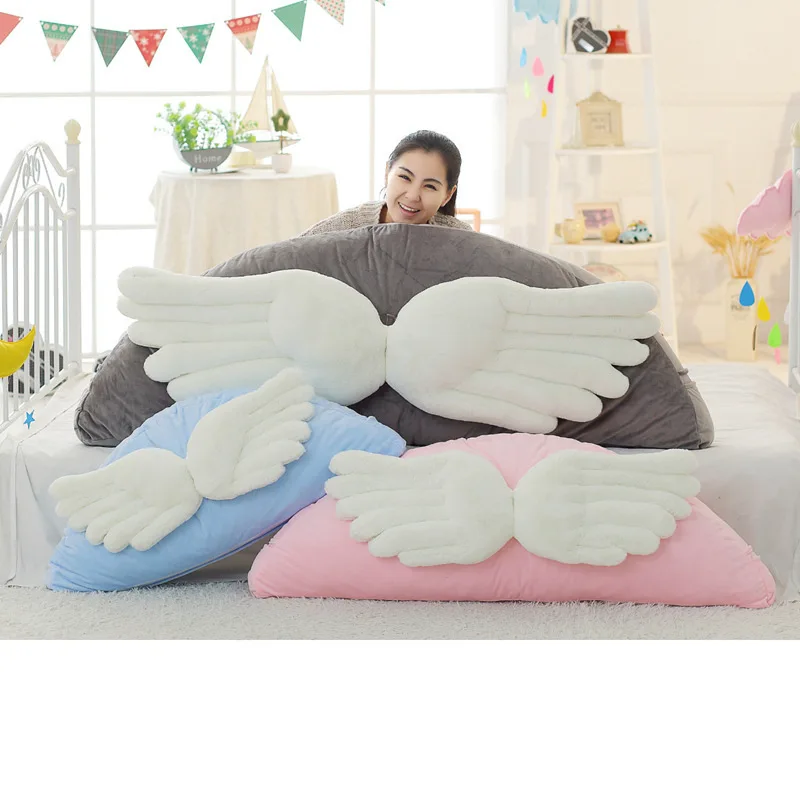 

Angel Wings Pillow GIRL'S INS European Style Cute Headboard Fabric Crown Cushion Soft Bag Large Backrest Back Cushion