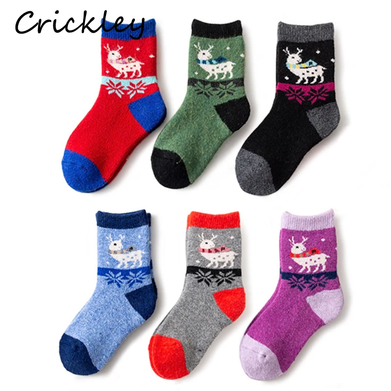 

Children Winter Socks Cashmere Thick Cartoon Sika Deer Pattern Socks for 1-12 Years Boys Girls Keep Warm Breathable Kids Socks