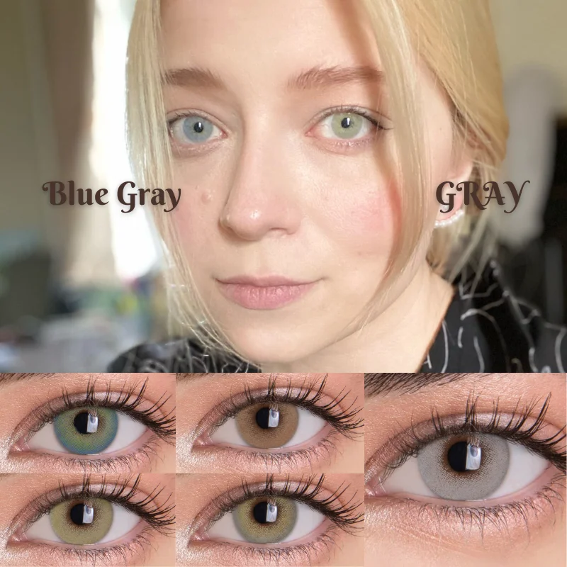 Bio-essence 1Pair Colored Contact Lenses Dioptric Comfortable Soft Lens Color Eyes Natural Blue Lenses with Prescription Diopter