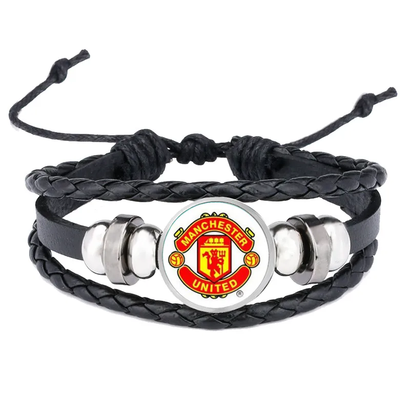 Manchester United Браслеты с логотипом футбольного клуба, браслеты с логотипом футбольного клуба, стеклянные ювелирные изделия, браслет с логотипом команды, подарки для фанатов футбола - Окраска металла: Manchester United