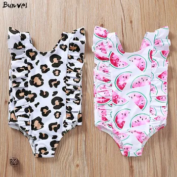 

bunvel Baby Girls One Piece Swimsuit Leopard Watermelon Printed Beachwear Swimming Suit Toddler Kids Baby Girl Summer Clothes