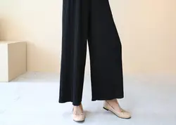 Южная Корея Dongdaemun складные вертикальные полосы Длинные свободные брюки большой размер