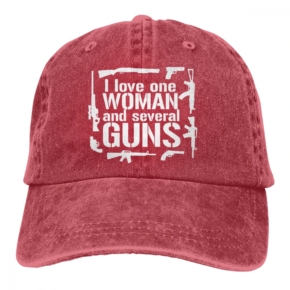I Love One Woman и много пистолетов Casquette черные унисекс Мужские Женские джинсовые бейсболка с ремешком кепки регулируемые Гольф папа шляпа