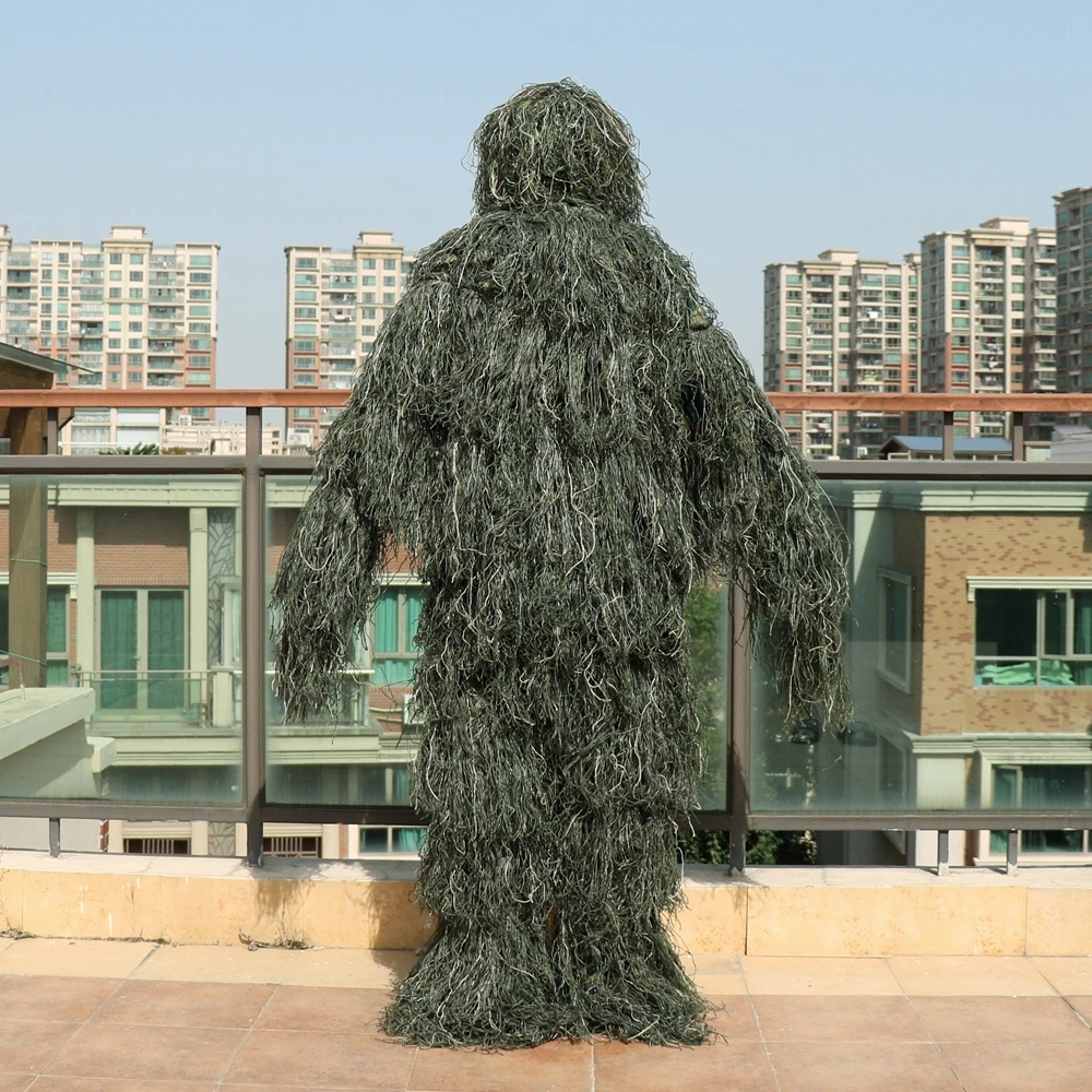 Камуфляж Охота 3D Ghillie Одежда Охота Стрельба одежда Снайпер костюмы камуфляжная одежда с чехлом сумки