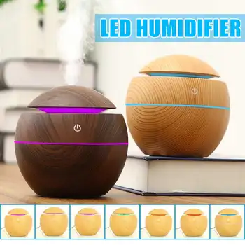 

USB Wood Grain Humidifier LED Intelligent Induction Ultrasonic Air Aroma Essential Oil Diffuser for Office Home Night Light