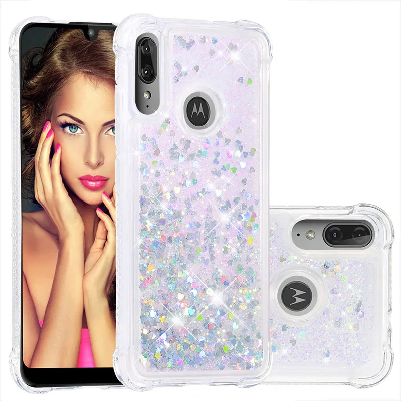 Блестящий чехол с динамической жидкостью для Motorola Moto E6 Plus, милый силиконовый чехол для Moto E6 XT2005, бампер, чехол s MotoE6 E 6 Plus