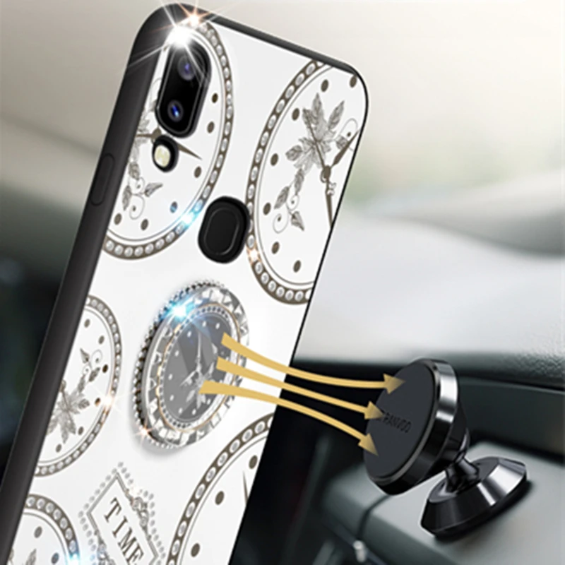 Блестящий акриловый силиконовый чехол для телефона samsung Galaxy S8 S9 S10 Plus A10 A30 A50 A70 J2 Prime A7 роскошный чехол с часами