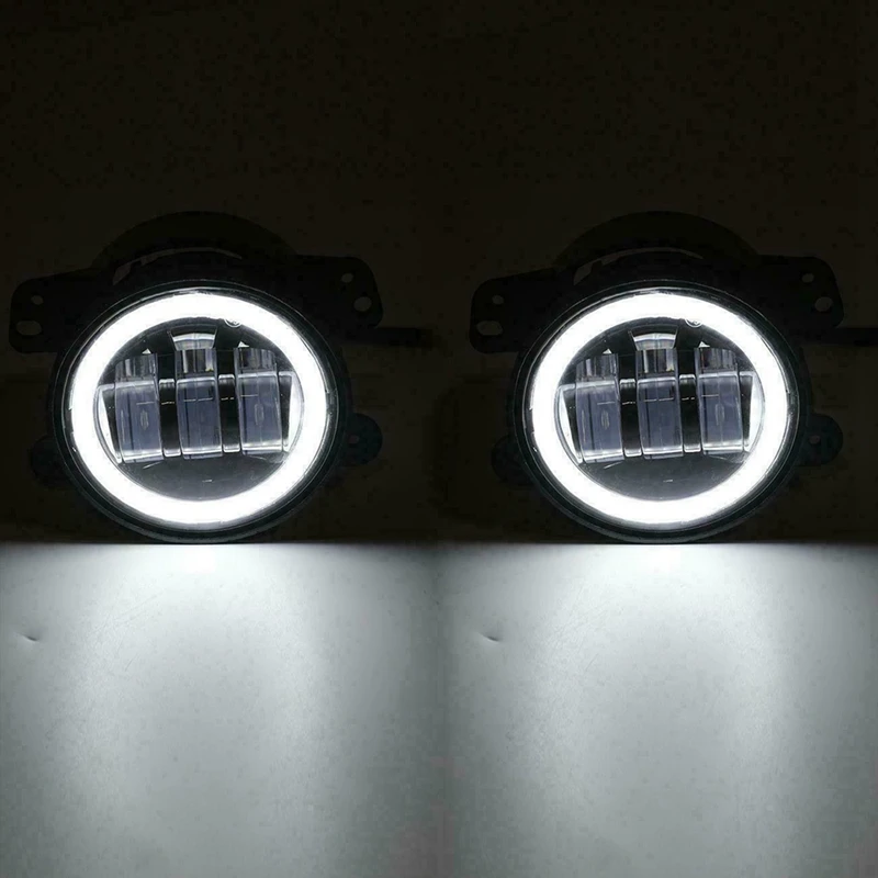 LED Headlight+ Halo LED Fog Light Combo Kit for Jeep Wrangler JK Halo 2007-17