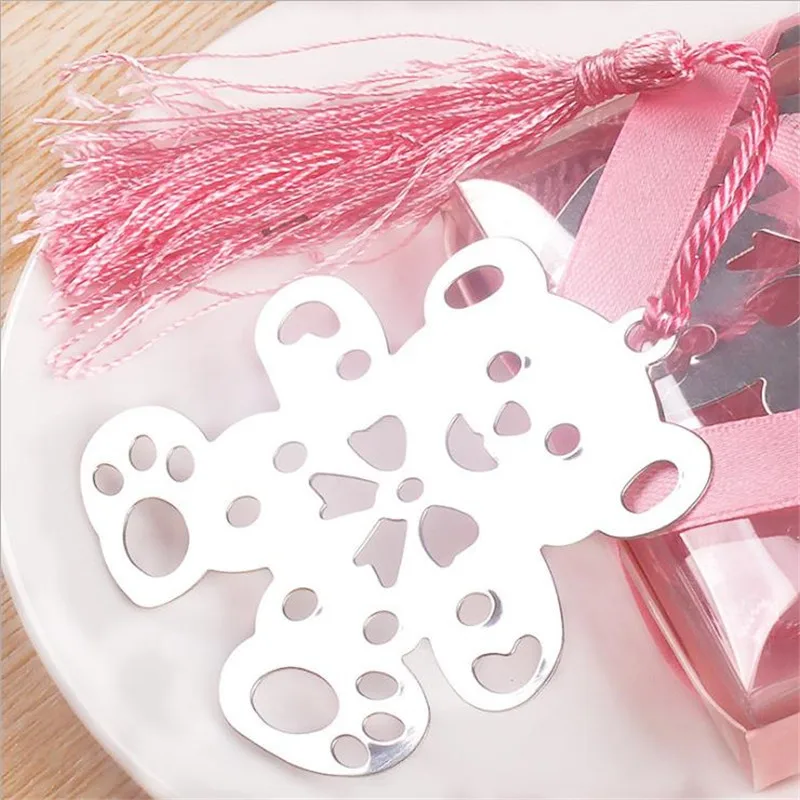 50pcs Bear Teddy tasselbookmarks Kids Baby Shower Regalos De Boda ParaLos invitados Wedding Favors and Gifts For Guest