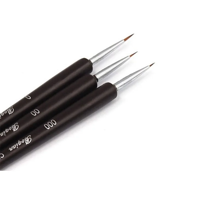 Juego de pinceles acrílicos para manicura Juego de 3 unidades de pinceles para decoración de uñas, diseño de flores, líneas de delineador, herramientas de manicura de pluma