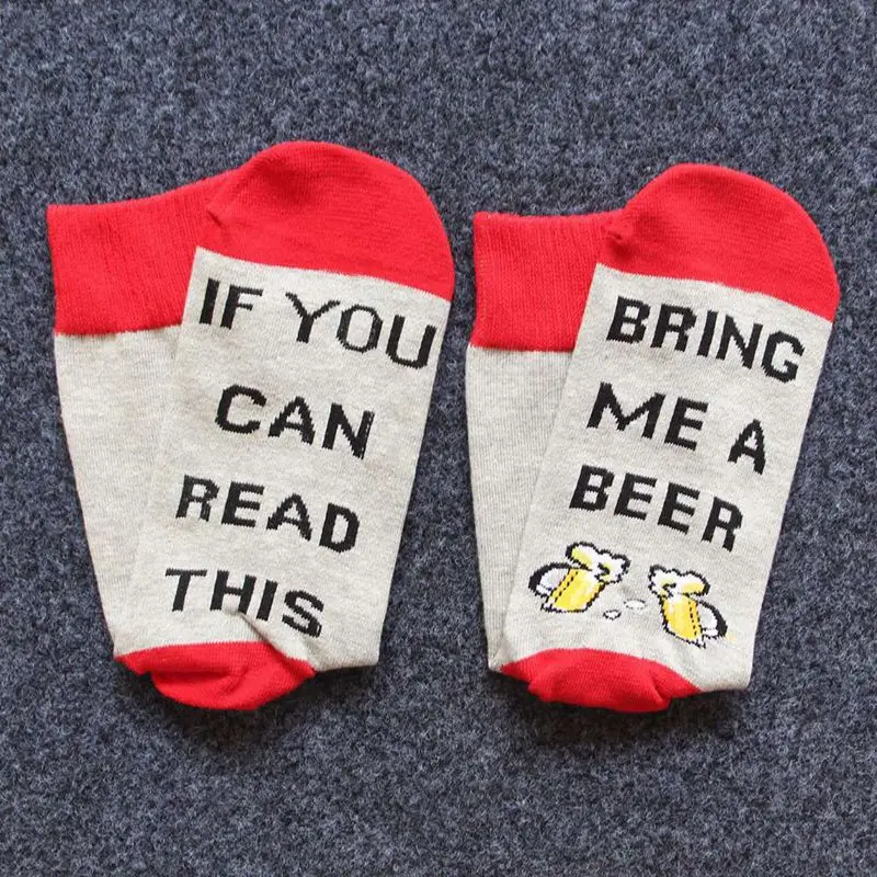 Летние носки хлопковые с забавным, если вы можете почитать это Bring Me A Pizza Beer Wine Donut coffee Humor Words женские и мужские короткие носки