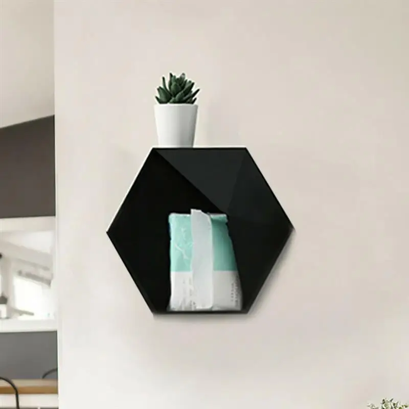 Geometric Shelf Punch-Free Hexagonal Decoration Bathroom Storage Wall-Mounted Shelf Storage Box Living Room Mural Floating Shelf
