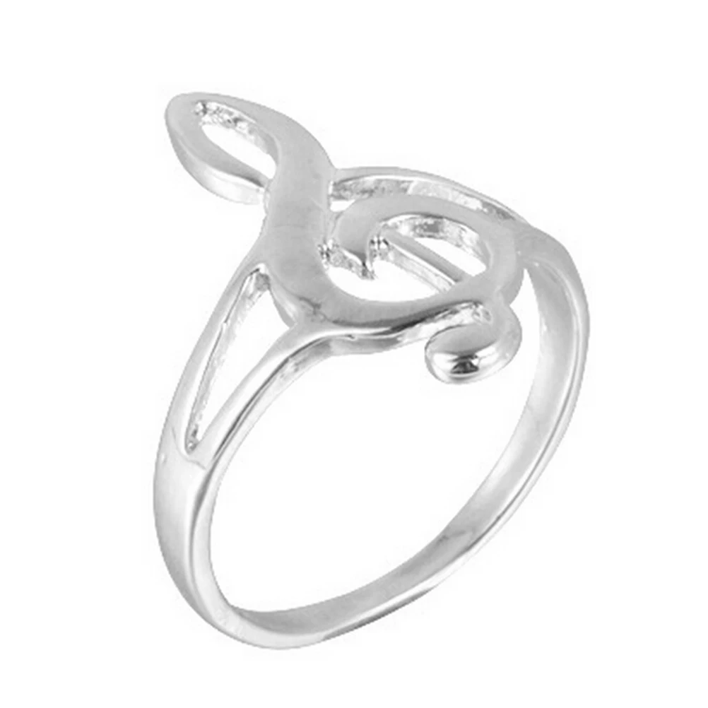 1Pc Fashion Cute Silver Color Musical Music Note Ring Treble Clef Ring Jewelry Gift 4