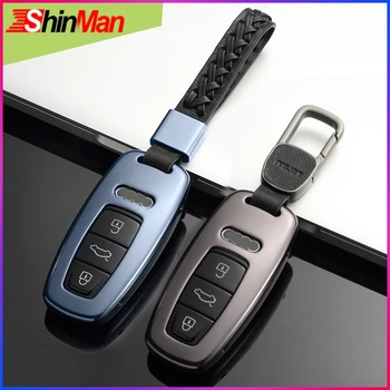 

ShinMan Fashion 4 Colors Aluminum Alloy Remote key Car key Cover CAR key Case For Audi A8L a8l 2018 CAR Keychain Accessories