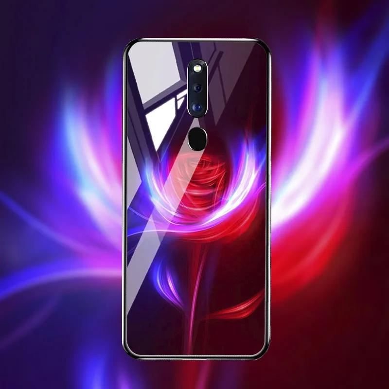 Чехол для телефона из закаленного стекла для OPPO F11 K1 Reno z, стеклянный чехол с цветком розы для OPPO F11 pro realme X lite Find X Cover - Color: M069