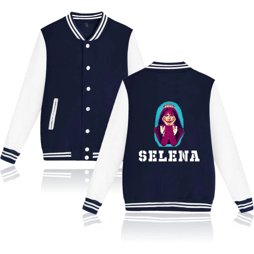 Selena quintanilla бейсбольная куртка wo мужская верхняя одежда Harajuku повседневные куртки осенние белые+ темно-синие бейсбольные куртки с круглым вырезом