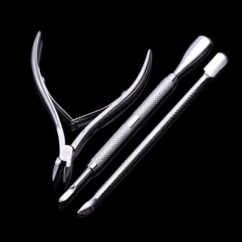 Manicure Implement Exfoliating Scrub Tool Kit Cuticle Nipper Size Steelpushing Three-piece Set Manicure Three-piece Set