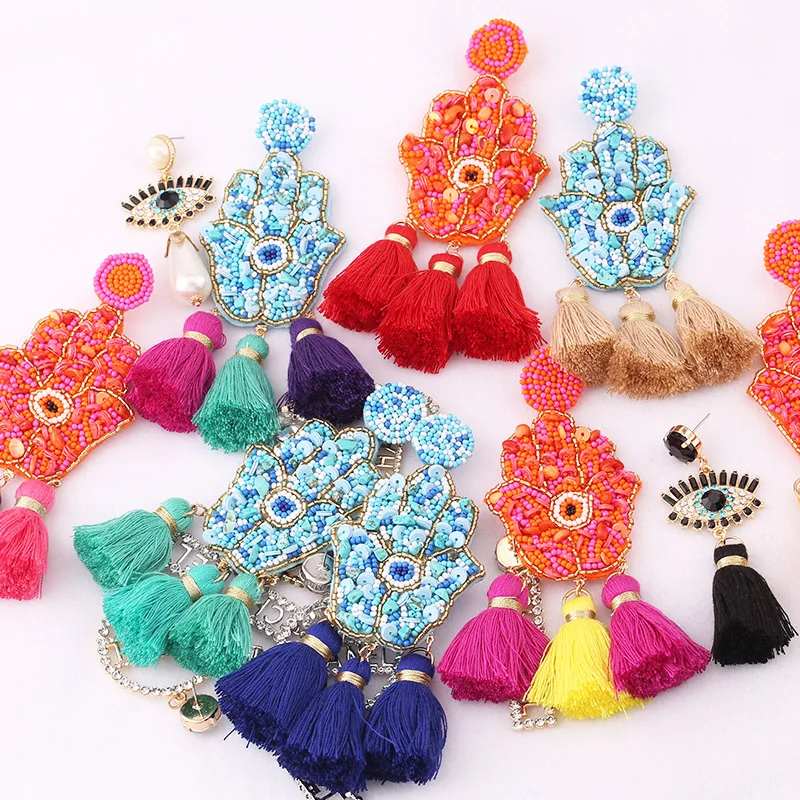 Bohemian Tassel Earrings Finger Pendientes Oorbellen Crystal Long Dangle Drop Earrings For Women Fashion Jewelry