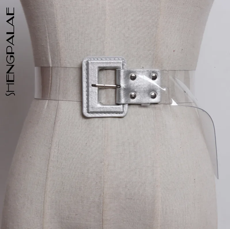 SHENGPALAE New Spring Fashion high quality PVC personality transparent printing word wild belts women all-match QD041
