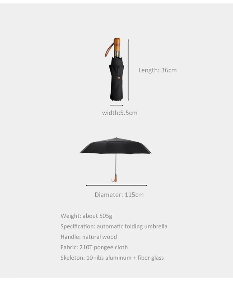 115cm guarda-chuva automático chuva dupla camada 10