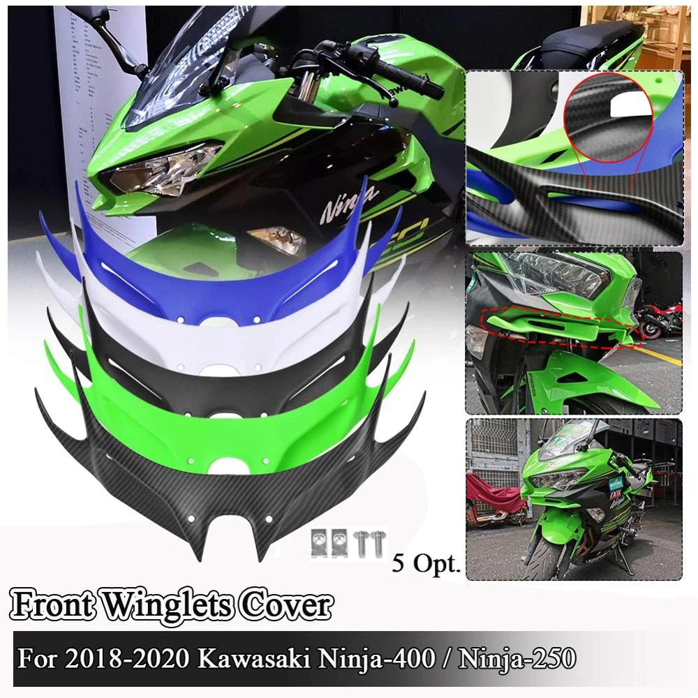 Front Aerodynamic Winglet Cover Protection Guard Beak Fit Kawasaki Ninja 250 400 Front Aerodynamic Winglet Cover Protection Guard Beak Fit Kawasaki Ninja 250 400