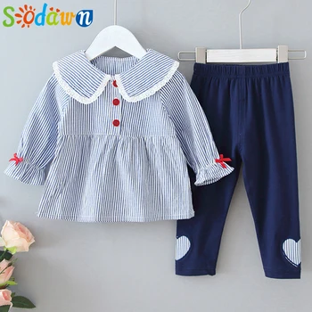 

Sodawn Spring Autumn Girl Clothes Sets 2020 Baby Girl Clothes Suits Cute Stripe Top+Pants 2pcs Kids Toddler Clothes Outfits
