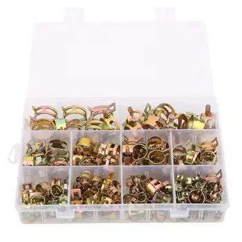 

Hose Clamp 155Pcs Hose Clamp Colored Zinc-Plating Spring Clip Water Tube Air Pipe Fasteners