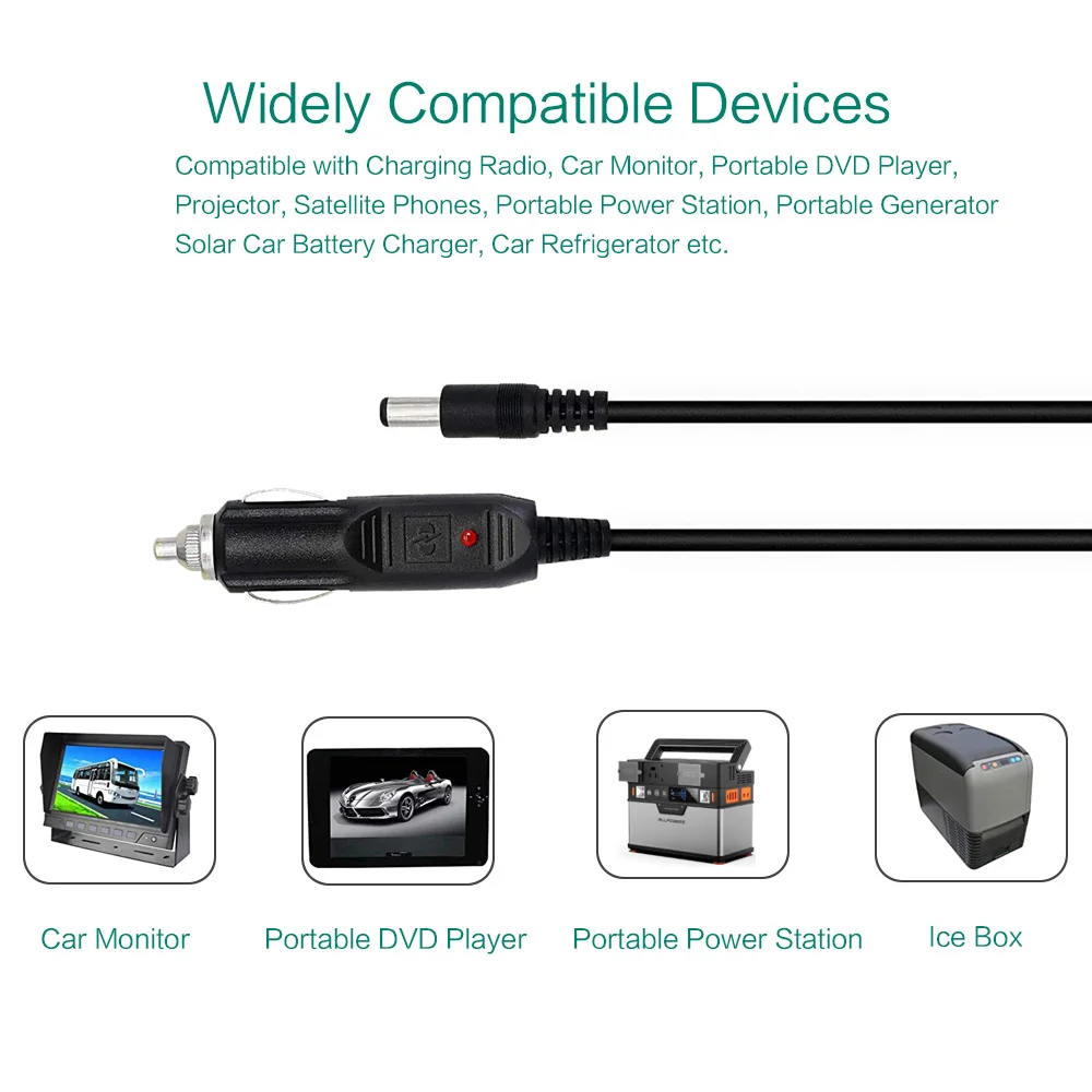 12V 24V Charging Cable Cigarette Lighter Plug to DC 5521 Charging Cable Charge for Car Trailer Vehicle Monitor Refrigerator etc. charging cable usb charging cable