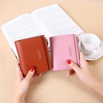 

New women's wallet short paragraph hand small card bag mini solid color multi-capacity coin purse fashion simple and versatile