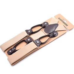 Men Suspenders High Elastic Adjustable Suspender Heavy Duty Back Trousers Braces 6 Colors Button Suspender Strap 006