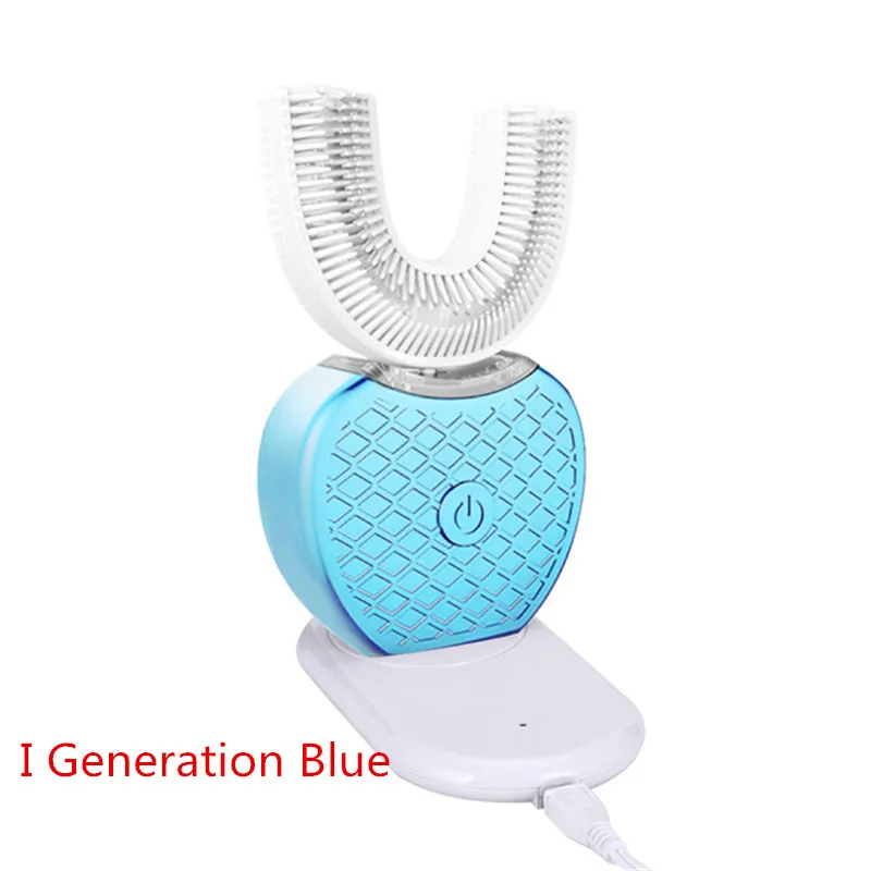 360 градусов автоматическая электрическая зубная щетка перезаряжаемый звуковой зубная щетка USB силиконовые насадки для ухода за полостью рта Smart U type - Цвет: Слоновая кость