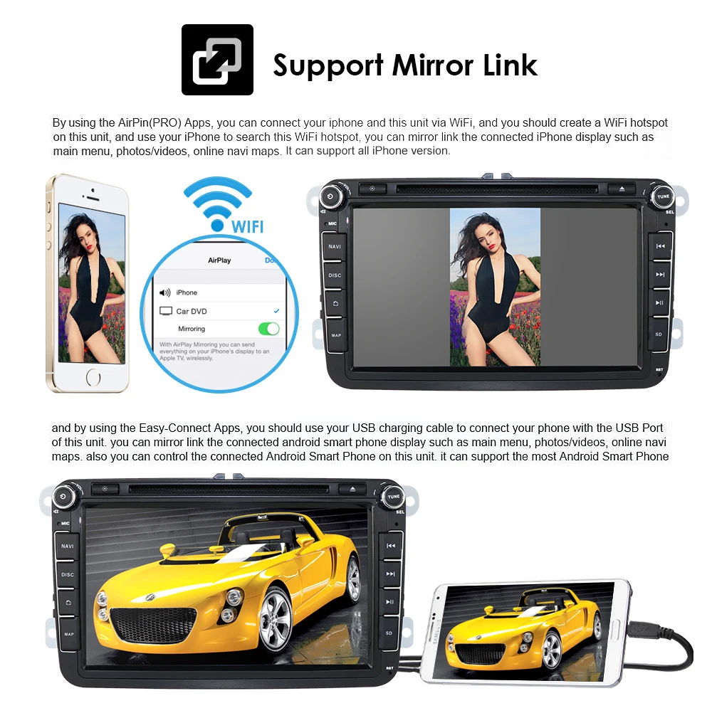 Discount 2din android9.0 4Gcar dvd for vwpassat b6 b7 golf 5 tiguan polo octavia rapid fabia car multimedia player OctaCore 4GRAM+64GROM 10