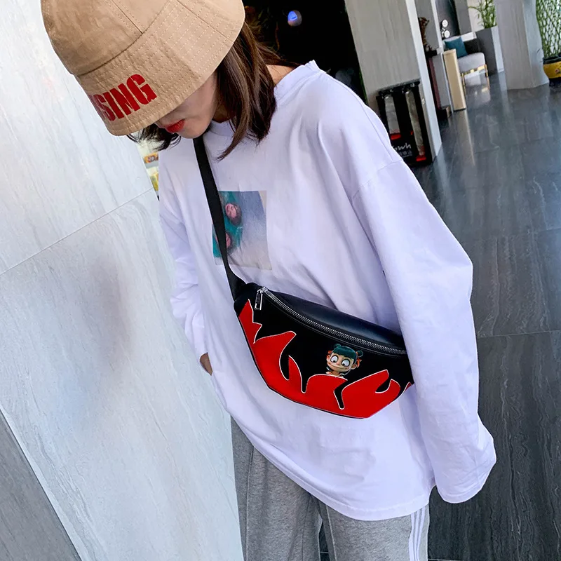 

INS Laser Flame Bag Cool Color Changing Flashing Davenport Disco Dancing Wallet Chest Pack Skateboard Fixed Gear Shoulder Bag