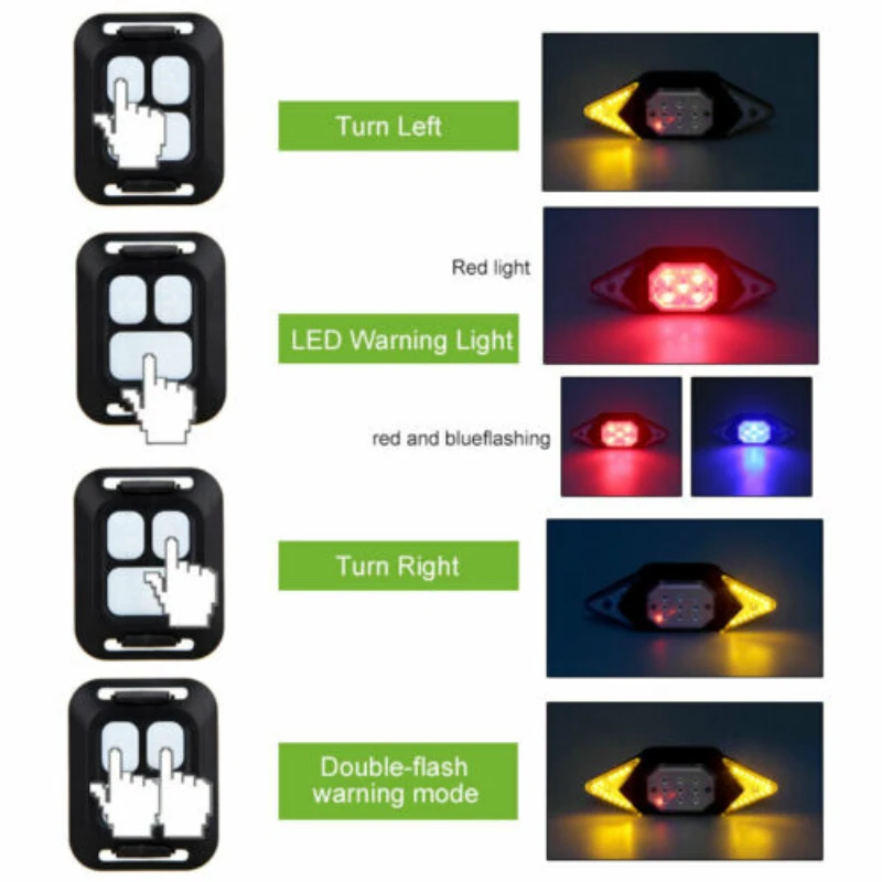 Wireless Remote Bicycle LED Light USB Indicator Bike Rear MTB Tail Laser Turn Signal Rainproof Lamp Cycling Safety Warning Light