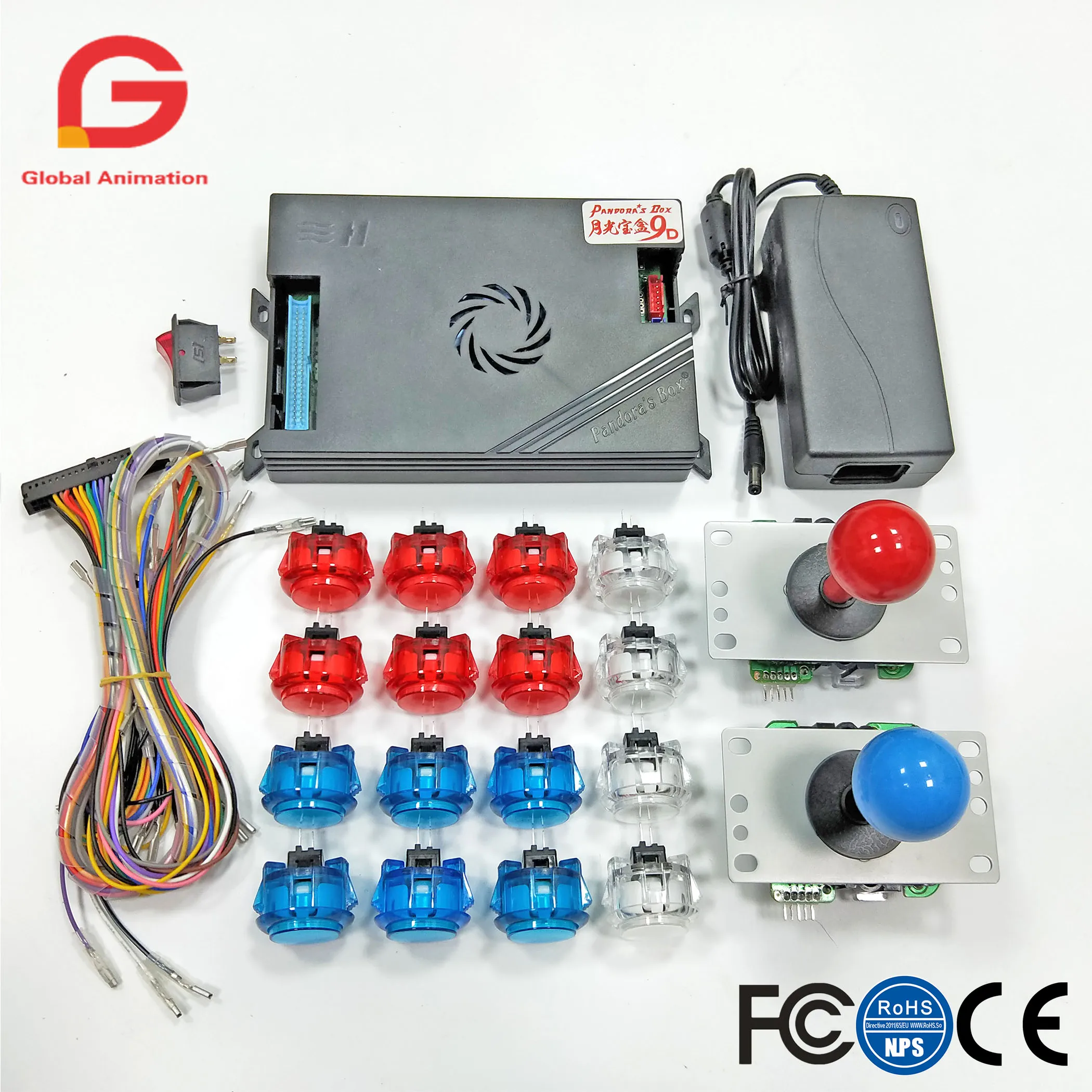 

2Player DIY Arcade Console Kit Pandora box 9D 2222 in 1 game board 5Pin joystick No LED Copy SANWA Clear Push Button for Machine