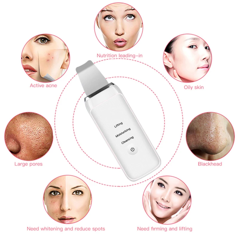 

Ultrasonic Skin Scrubber Deep Cleansing Skin Removes Blackheads Reduces Wrinkles Spots Exfoliating Cleansing Tools Facial Care