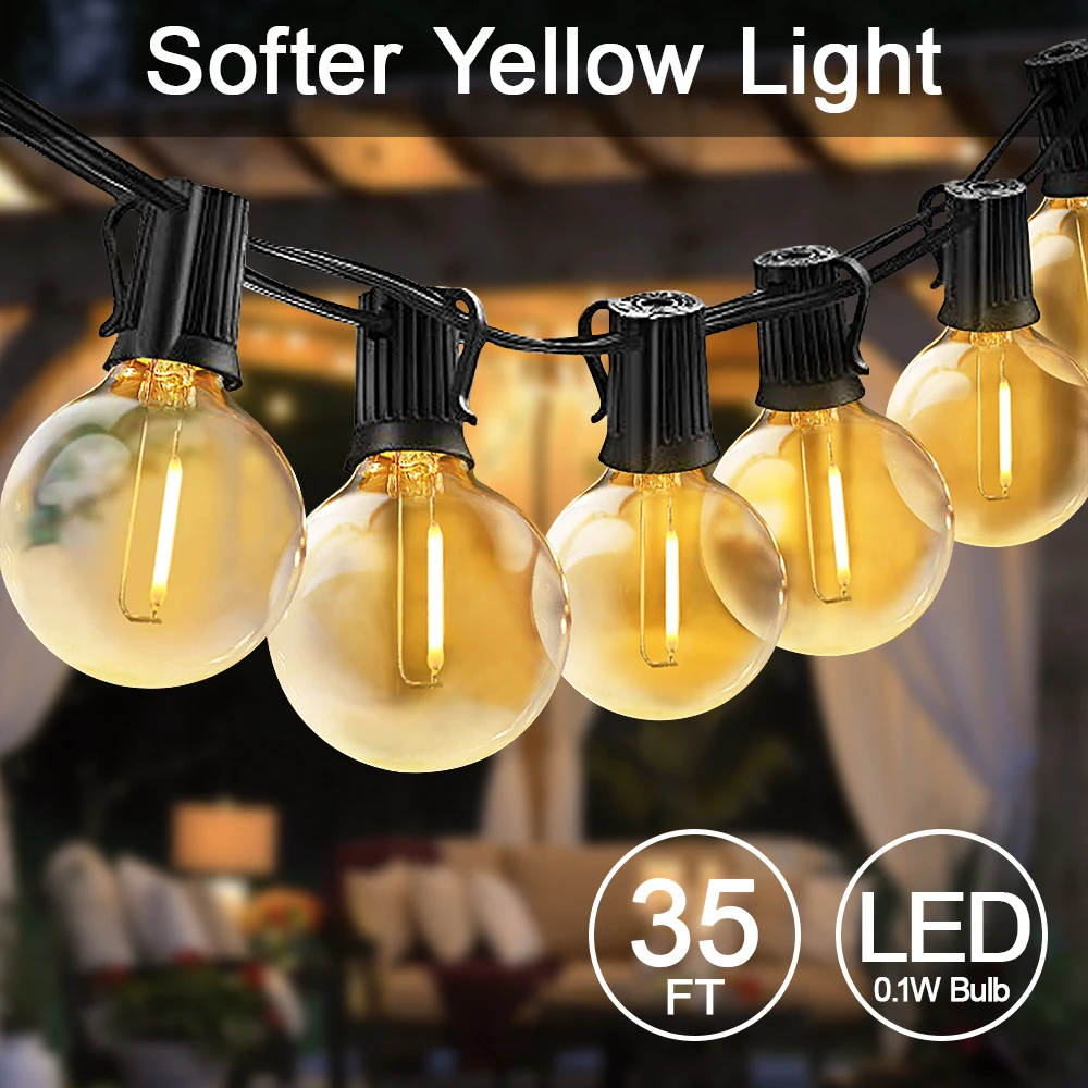 

Globe String Lights Outdoor, 35ft G40 LED Light String Shatterproof 30 Bulbs Decorative Lighting for Party Wedding Christmas